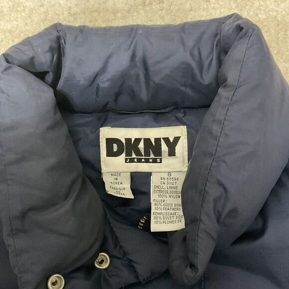 Vintage DKNY Men’s Goose Down and Feather Puffer Vest Navy Size Small - Picture 3 of 6